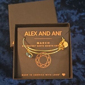 NWOT Alex And Ani March Swarovski Birth Month Crystal Bracelet In Box